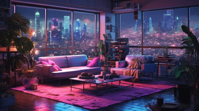 80s Aesthetic Lofi Background