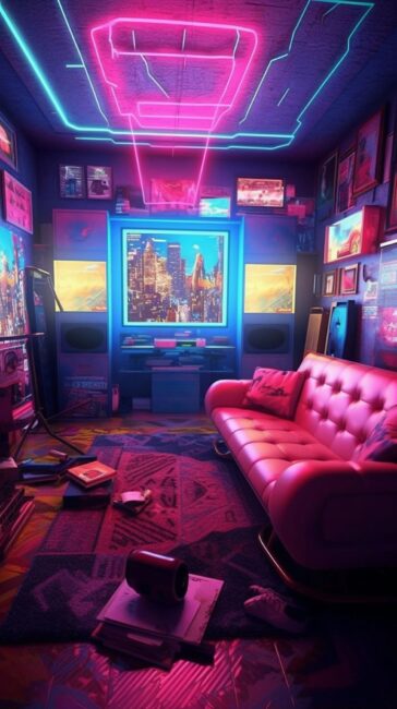 80s Game Room Scene Lofi Wallpaper