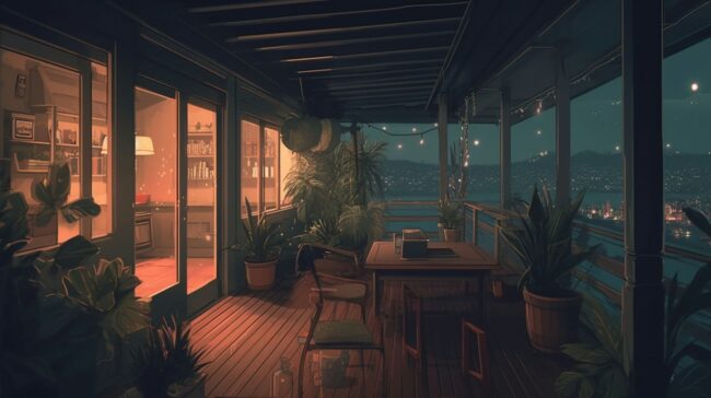 Aesthetic Balcony Lofi Background