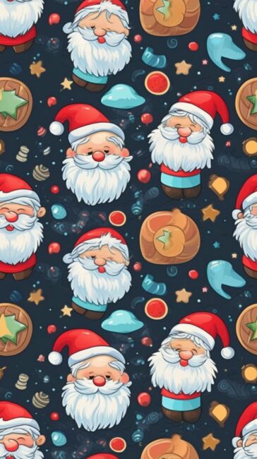 Aesthetic Christmas Wallpaper Santa Pattern