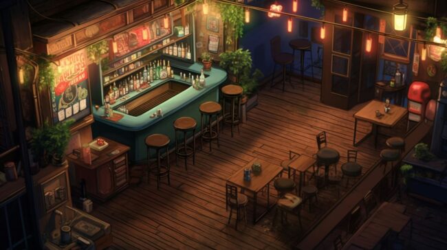 Aesthetic Empty Bar Scene Lofi Background