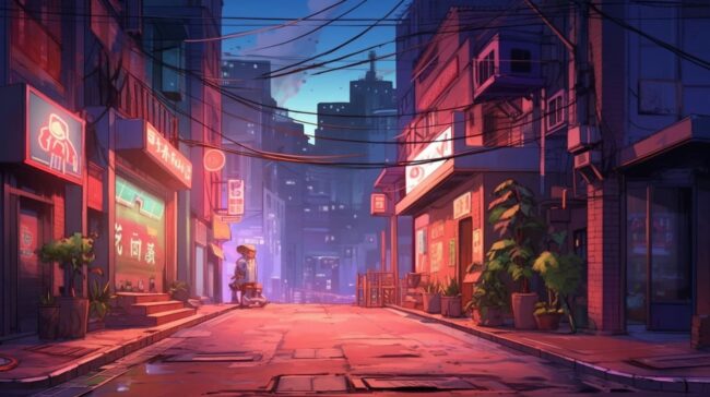 Aesthetic Empty Street Night Time Lofi Background