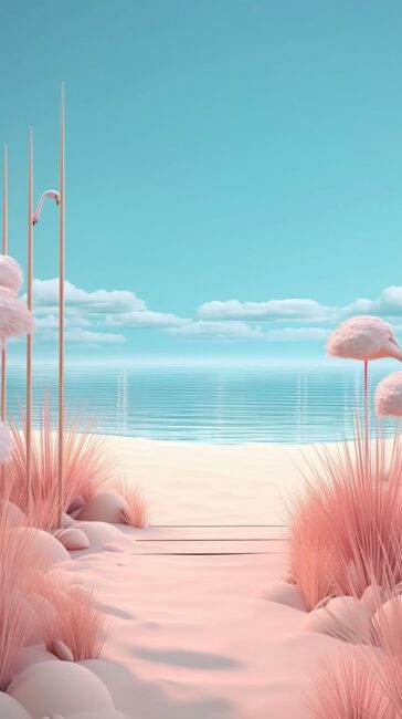 Aesthetic Pink Beach Wallpaper iPhone