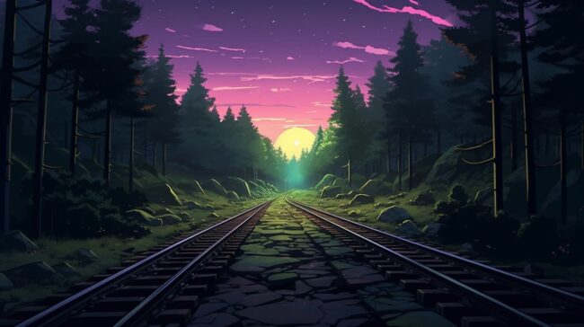 Aesthetic Rail Track Lofi Background