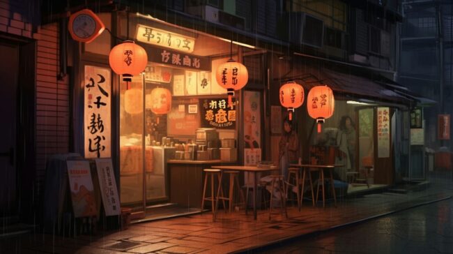 Aesthetic Street Stall Lofi Background