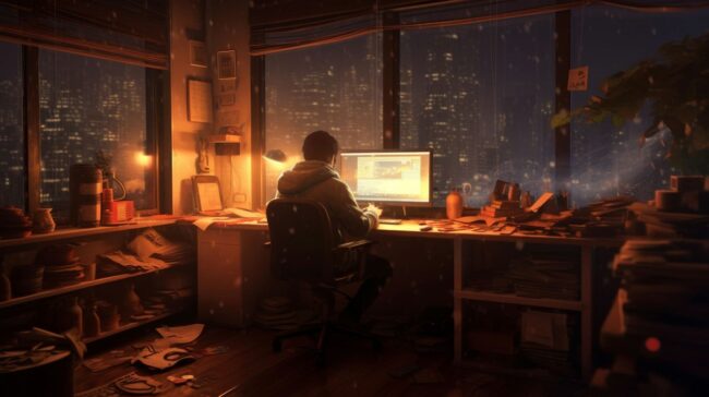 Aesthetic Study Scene Lofi Background