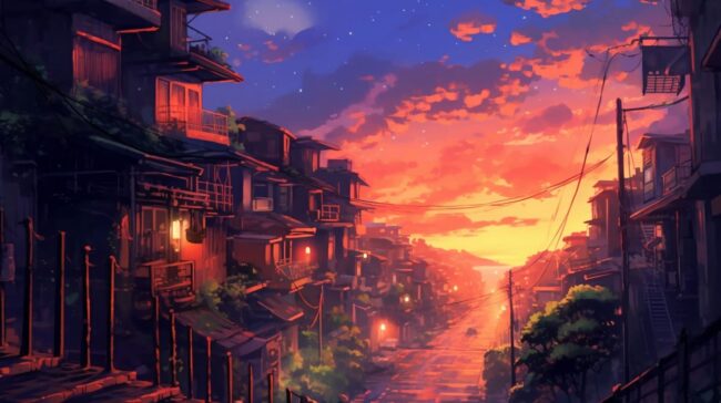 Aesthetic Village Lofi Background