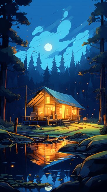 Anime Camping Scene Lofi Background