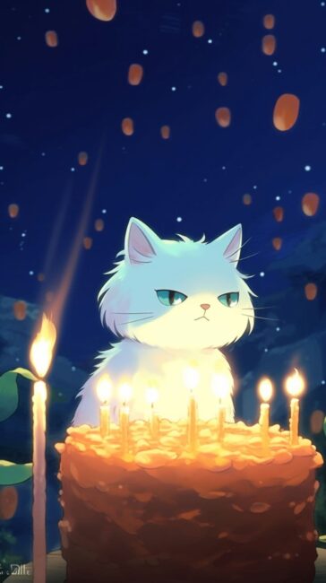 Anime Cat Birthday Background