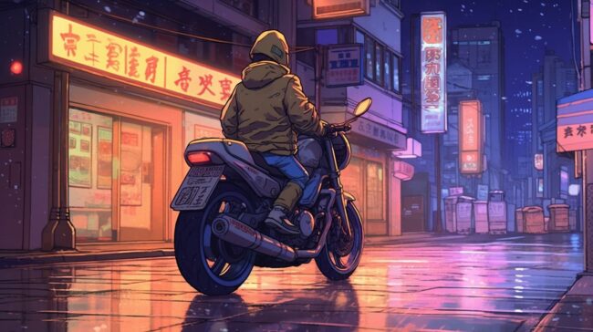 Anime Style Motorbike Lofi Background