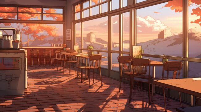 Anime Style Restuarant Scene Lofi Background
