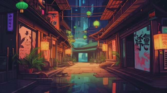 Asian Street Vibes Lofi Background