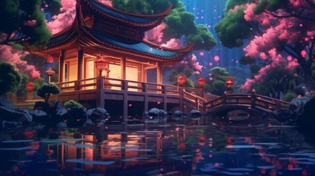 Asian Temple Lofi Background