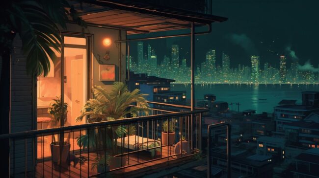Balcony City Scape Lofi Background