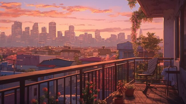 Balcony View of City Lofi Background
