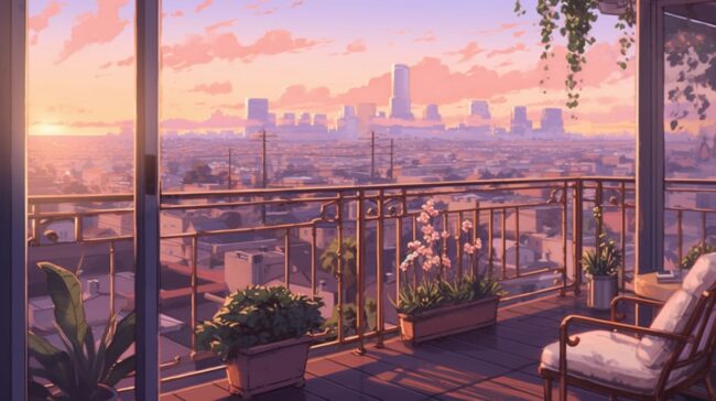 Balcony View of Los Angeles Lofi Wallpaper