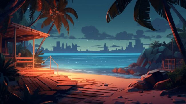 Beach Scene Lofi Background