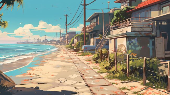 Beach Street in Summer Lofi Background