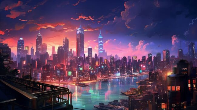 Beautiful City Lights Lofi Background
