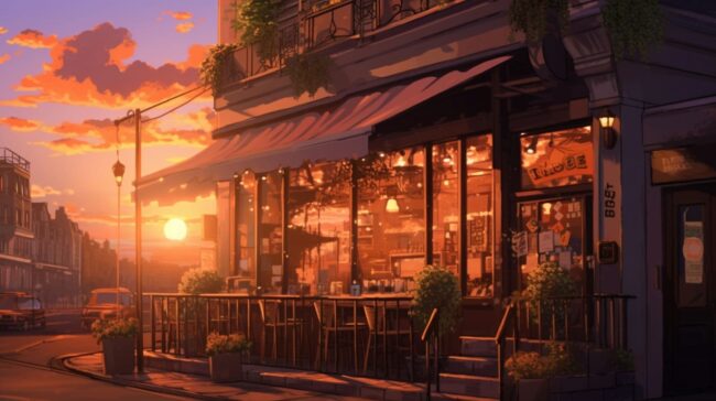 Beautiful French Cafe Lofi Wallpaper