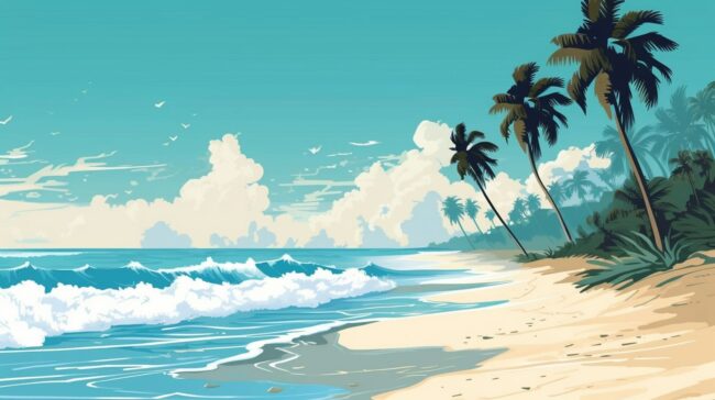 Beautiful Palm Tree Scene Beach Background