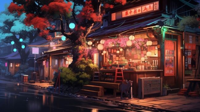 Beautiful Shop External Scene Lofi Background