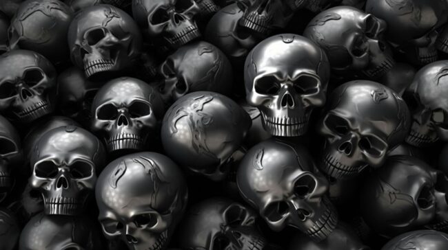 Black Skulls Grey Background