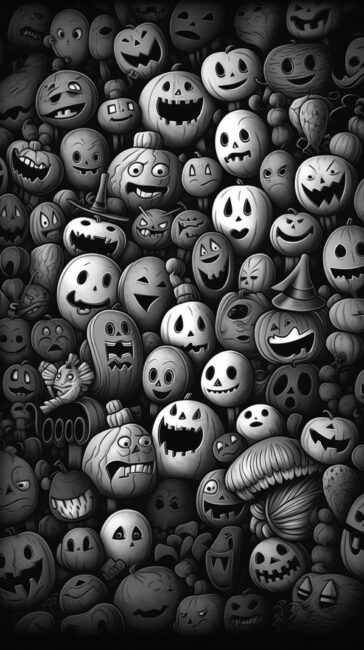 Black and White Pumpkin Halloween Wallpaper