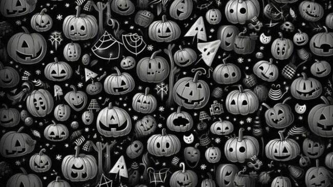 Black and White Pumpkin Halloween Wallpaper For Desktop