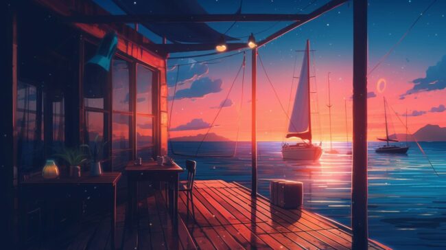 Boats on the Sea Lofi Background