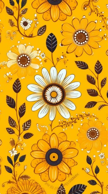 Boho Flower Yellow Aesthetic Wallpaper