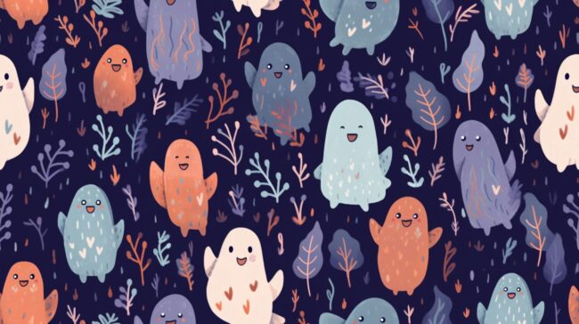 Boho Ghost Cute Halloween Wallpaper for Desktop