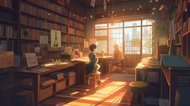 Bookstore Aesthetic Lofi Background