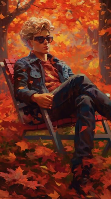Boy Relaxing During Fall Autumn Wallpaper