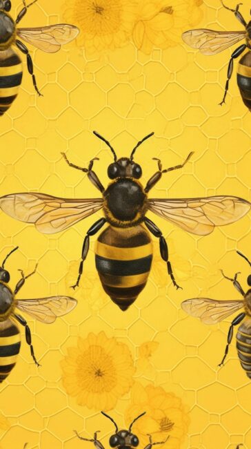 Bumble Bee Pattern Yellow Aesthetic Wallpaper