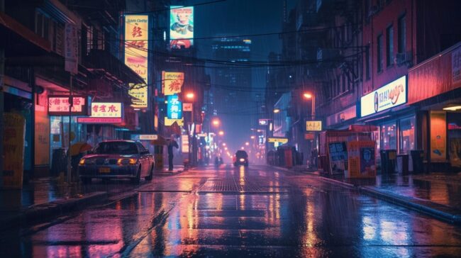 Busy City Raining at Dusk Lofi Background