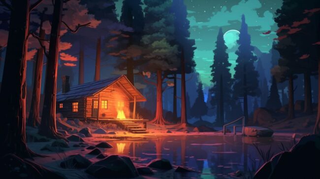 Cabin by the Lake Lofi Background