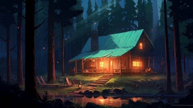 Cabin in the Woods Lofi Wallpaper