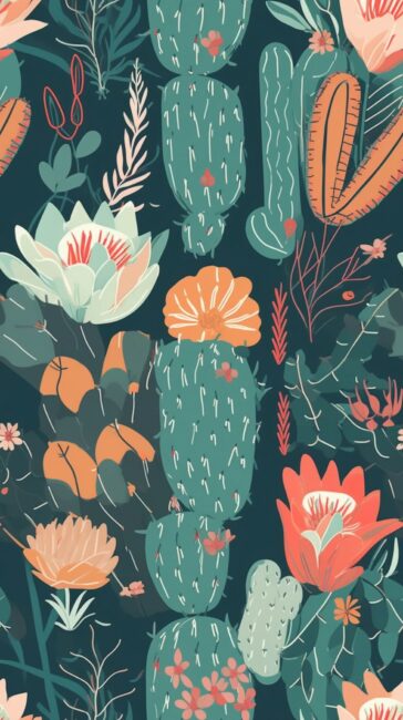 Cactus and Flower Background