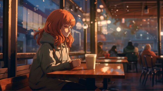Cafe Anime Style Lofi Background