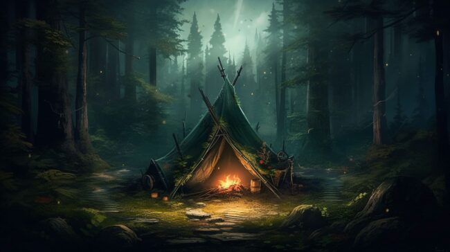 Camping Dark Wallpaper Background for Desktop