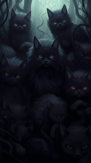 Cat Black Screen Wallpaper