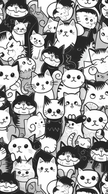 Cat Pattern Grey Background