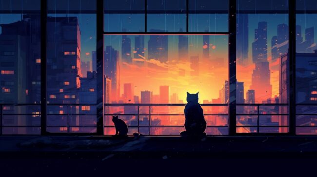 Cat at the Window Lofi Background