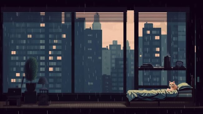 Cat on Bed Lofi Background