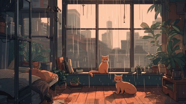 Cats in Apartment Lofi Background