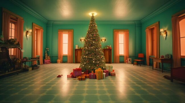 Christmas Background in Wes Anderson Style