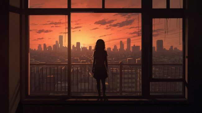 City Scape Through the Window Lofi Background