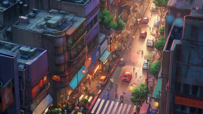 City Street Scene Lofi Background