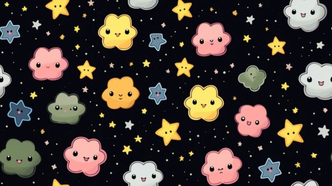 Clouds and Stars Kawaii Wallpaper Desktop